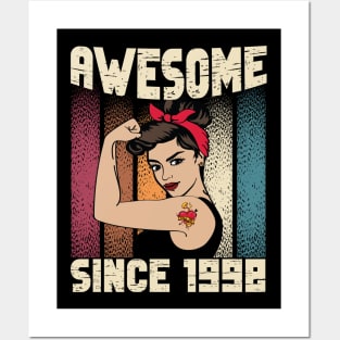 Awesome since 1998,24th Birthday Gift women 24 years old Birthday Posters and Art